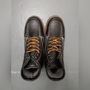 Acdsaf Mens Black Moc Toe Boots, US9, Pre-owned